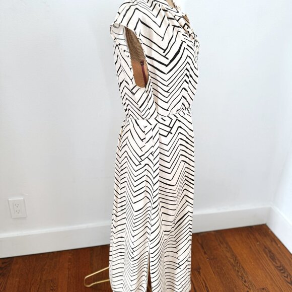 H&M Midi Cream & Black Pattern Dress - Picture 7 of 13